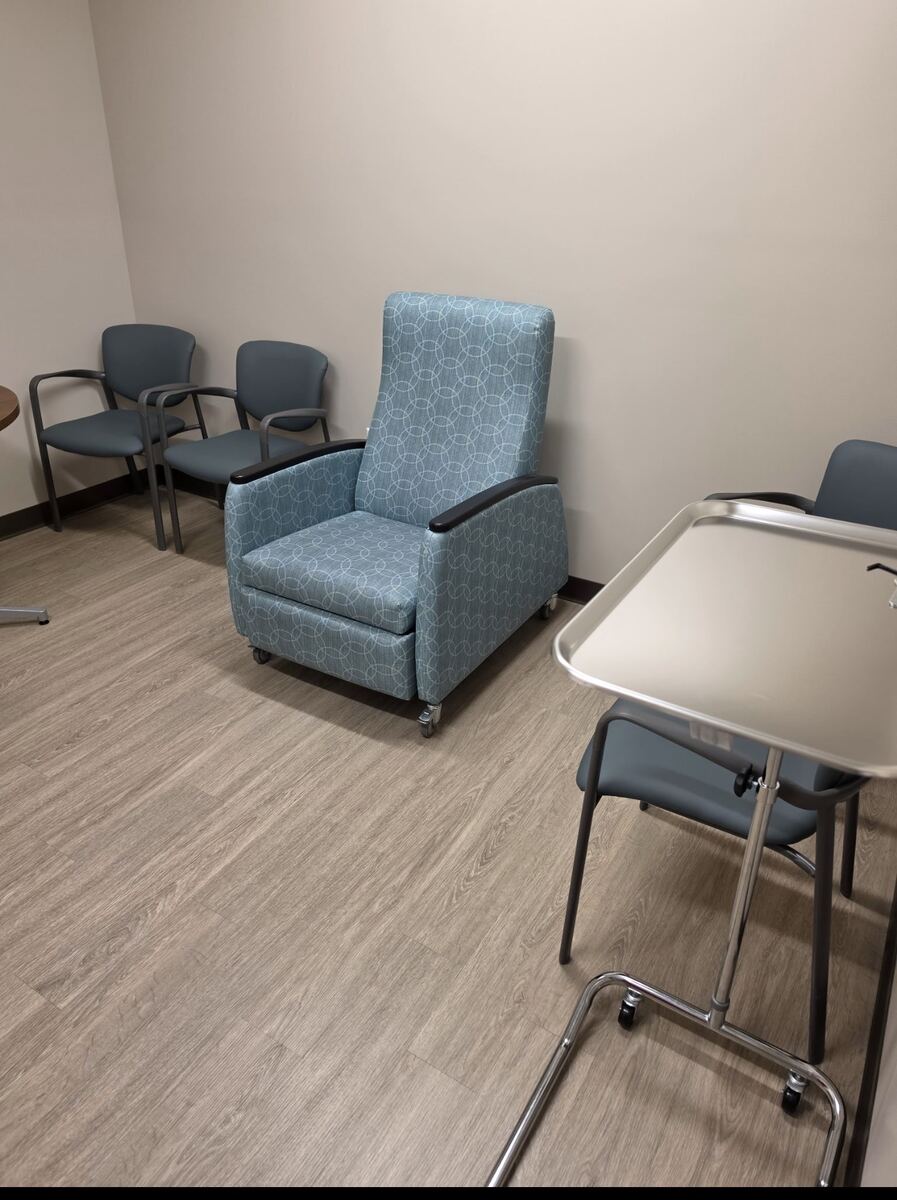 Patient room seating installation