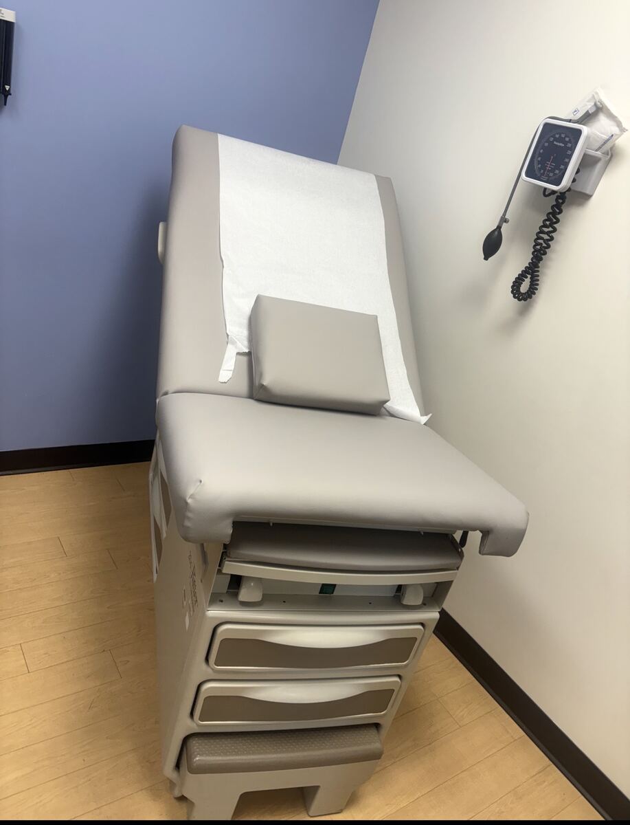 Reupholstered exam table